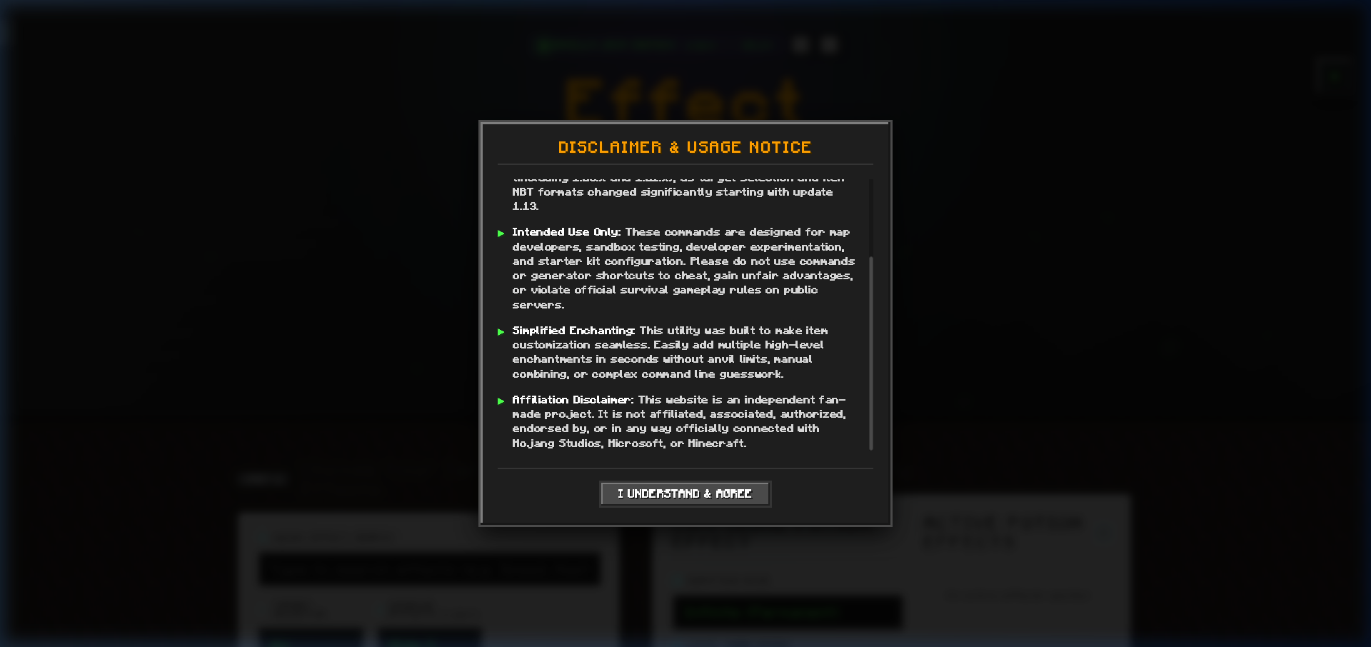 Tampilan awal Effect Builder